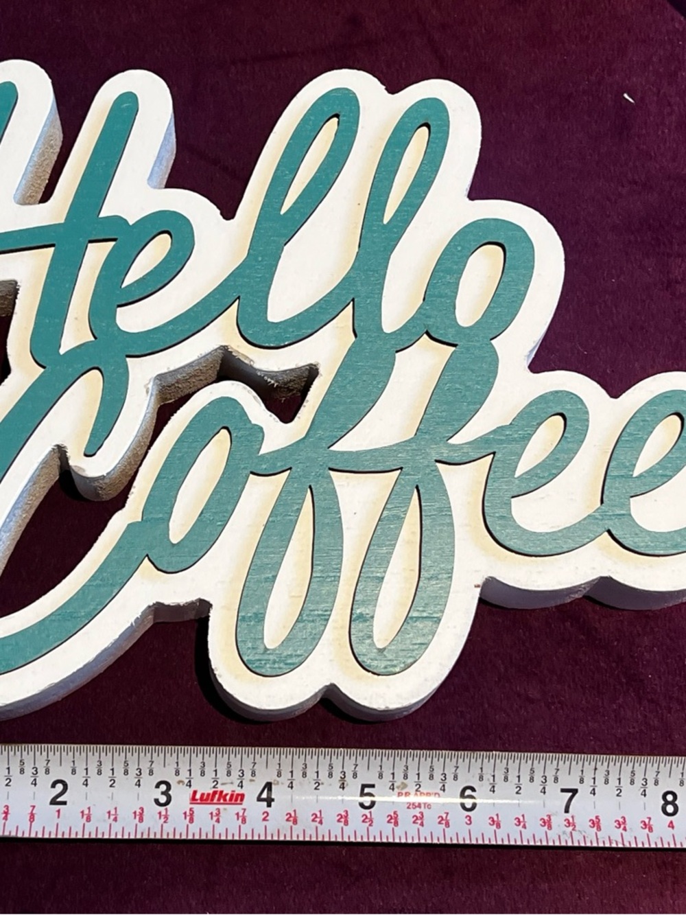 Hello Coffee wood table top decor - Picture 2 of 5